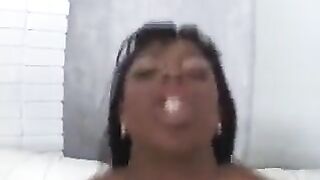 Black woman makes a white guy a stunning blowjob