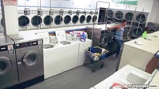 A lucky guy hooked Dillion Harper in the laundry, a steamy Brazzers scene