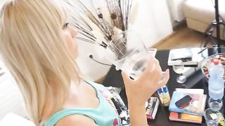 A blonde teen with big tits got drunk and listed