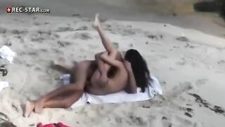 Real hidden shooting on the sandy beach