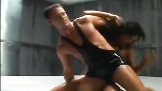 The fight turned into an oily sex session for the beautiful brunette with big tits
