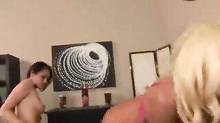 Frustrated lesbians masturbate their pussies with a vibrator
