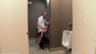The guy fucked the girl in the toilet of the restaurant