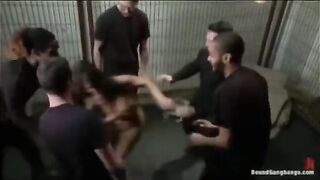 Five guys were fucked by a defenceless girl with big dick and toys