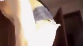 A cute Russian with big natural boobs plays with them
