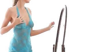 The erotic moves of a sexy girl in front of the mirror are mesmerizing