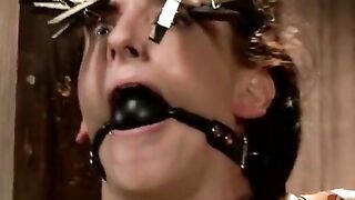 The poor girl was tied up and mocked by a master, brought to orgasm with a vibrator