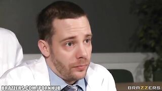 The doctor has sex with one of the interns in her office