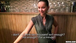 The pretty bartender agreed to have sex with the guy in a steamy encounter