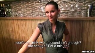 The pretty bartender agreed to have sex with the guy in a steamy encounter