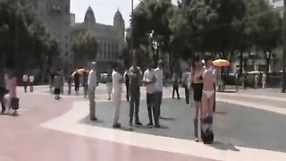 Group sex with hot guys and girls in public place