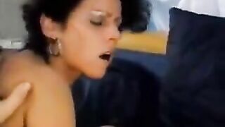A hot old woman is having sex with a group of young men