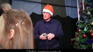 A crowd of old people fucked beautiful Snow Maiden with big tits