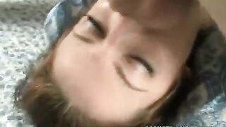 Girl greedily swallows a thick dick in her mouth