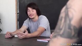 A girl attached to the bed and fucked hard