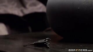 A girl attached to the bed and fucked hard
