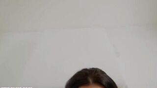 The man made a cumshot in the mouth and on the tits of a passionate blowjob