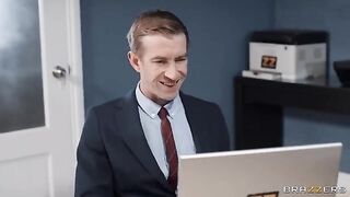 A secretary in stockings and a suit gets fucked hard in the office