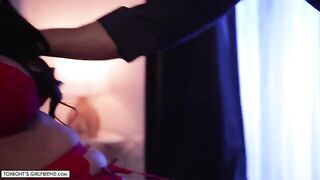 Busty porn star Jamie Michelle gets fucked by fan in lingerie and stockings