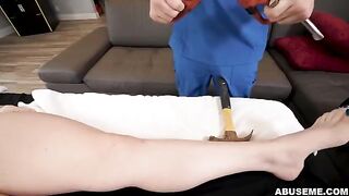 Sexual girl has a rough massage with a twist