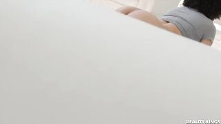 Spying on the ass of the Latina roommate doing yoga is a great idea