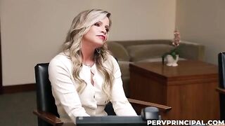The boss fucked the secretary on the table in the office