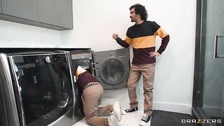 Two look-alike girls are having fun with an older man together