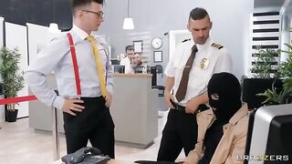 Lucky bank employee banged hot robber in stockings and pantyhose