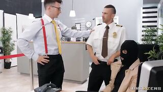 Lucky bank employee banged hot robber in stockings and pantyhose