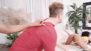 Two girls and a guy in a threesome sex - FFM roomie swap