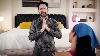 Pervert stepdad fucked Kira Noir after yoga, shower, and oil