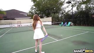 The cute girl is having sex with her tennis coach
