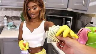 The maid came for money and got a cumshot on her face