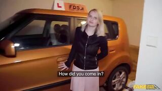 The man with the big dick fucks a blondie in the car