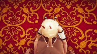 Footjob with sweet feet, ass fuck, and creampie in 3D anime
