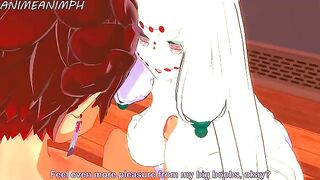 The Spider Demon, in the form of a woman, engages in intimate acts with Tanjiro