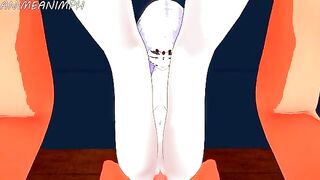 The Spider Demon, in the form of a woman, engages in intimate acts with Tanjiro