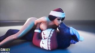 XXXMAS Werewolf fucks a beautiful woman with a juicy pussy