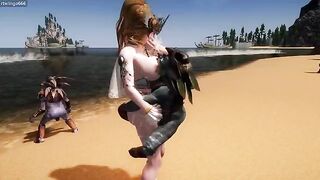 A goddess is being pleasured by goblins on the beach in this episode