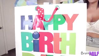 Pervert stepson celebrates birthday with sex toy and massive tit mom