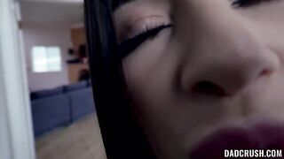 Two girls in threesome sex, waiting for a reward with stepdad