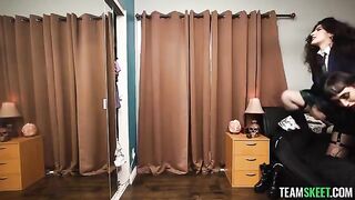 Two girls have a gothic party and get fucked in threesomes