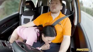 The madam tries to seduce a man in her car