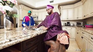 A couple has sex while a guy fucks two beautiful ebony girls