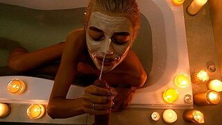 Pervert guy peeps stepsister in the bathroom and gets fucked