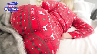 A stepmom receives a special Christmas gift from her stepson in a steamy scene