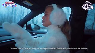A beautiful and slutty schoolgirl gets fucked by a stranger in a car