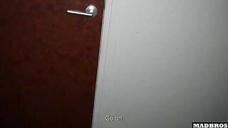 A Spanish girl invited us to the toilet again for some intense action!