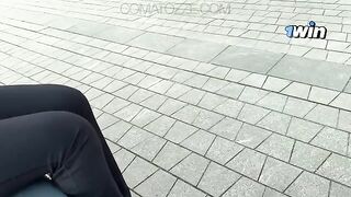 The guy demonstrates his cock to show its size