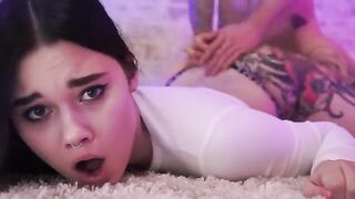 A man made a mess on the face of a hot girl